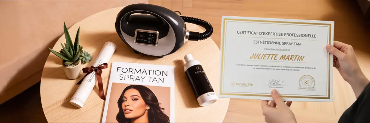 Formation spray tan certifiante pour esthéticienne en centre partenaire Riviera Tan