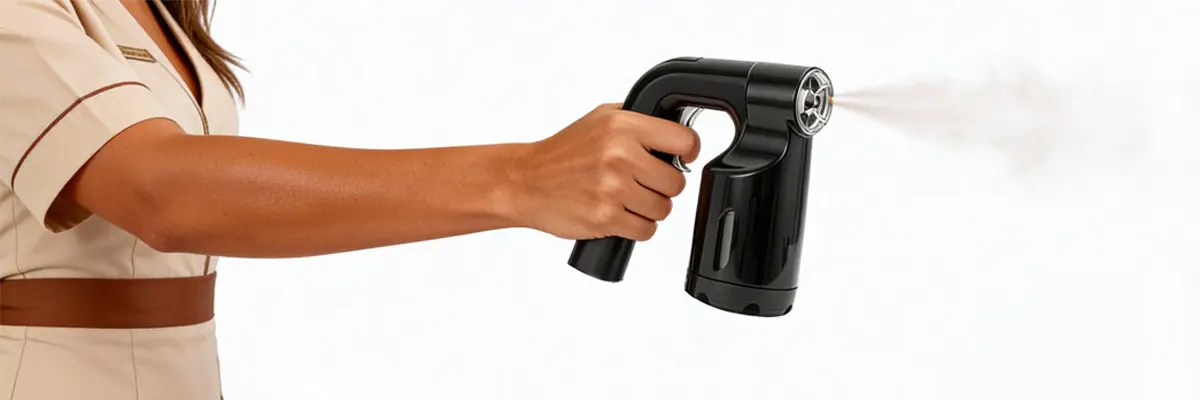 Application du spray tan en institut de beauté pour un résultat sans trace