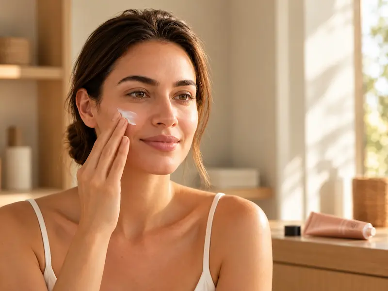 Application de la crème bronzante progressive Soin Éclat Riviera Tan